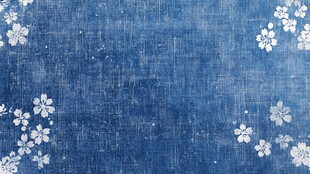 蓝底白花牛仔风纹理背景