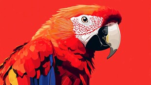 艳丽红金刚鹦鹉特写