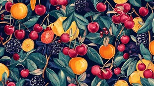 缤纷水果插画图案