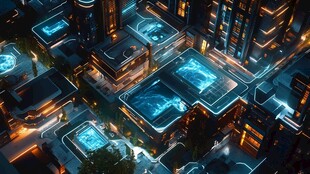 未来都市夜景的科技魅力