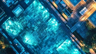 俯瞰璀璨蓝光广场夜景