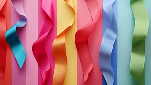 五彩斑斓的飘逸彩色丝带