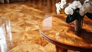 优雅木质地板配精致圆桌