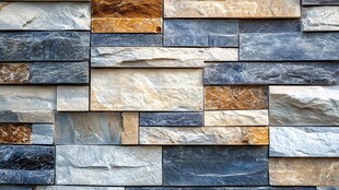 多彩石砌墙面纹理展示