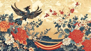国潮花鸟图 飞鸟繁花锦绣
