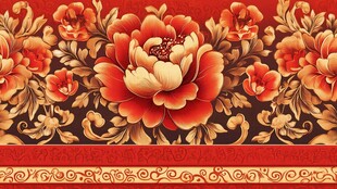 中式牡丹花纹精美装饰图案