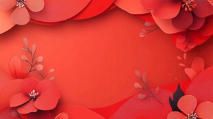 红色剪纸风花卉背景图