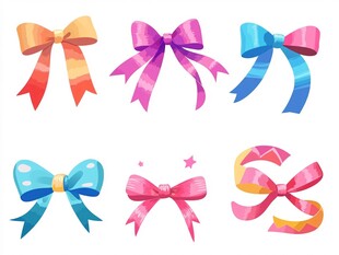 多彩蝴蝶结插画素材