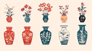 中式花瓶花卉图案设计