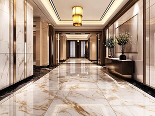 豪华大理石装饰的酒店走廊