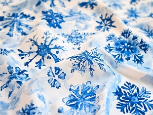 蓝白雪花图案布料