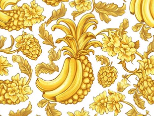 金色水果花卉精美图案