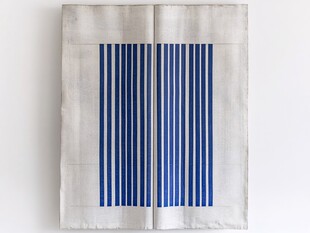 蓝白条纹抽象艺术画作