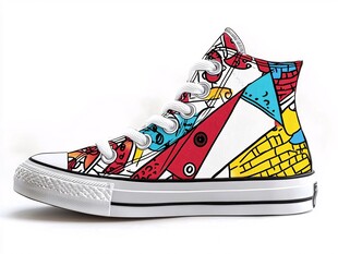 多彩涂鸦高帮帆布鞋