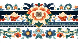 传统花卉图案装饰边框