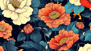 复古花卉图案 绚丽色彩美学