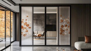 现代风居室带艺术玻璃推拉门