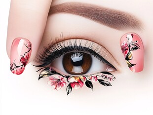 花漾美甲与眼部梦幻妆容