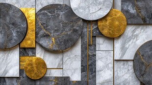 大理石与金饰几何装饰图案