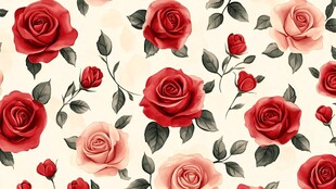 玫瑰花卉无缝图案背景