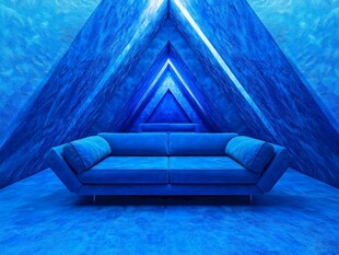 蓝色梦幻三角空间沙发场景
