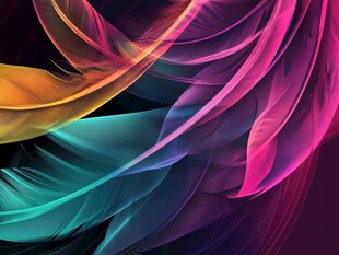 梦幻炫彩飘动羽毛背景图