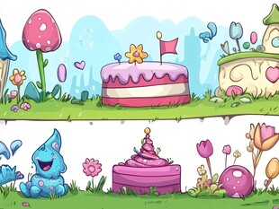 童话风蛋糕奇幻场景