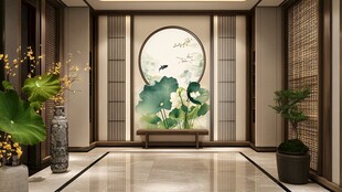 中式雅致玄关装饰场景