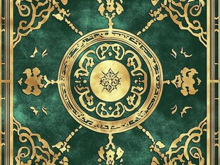 复古绿底金色花纹装饰图案