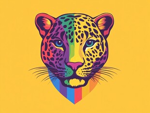 多彩豹头插画
