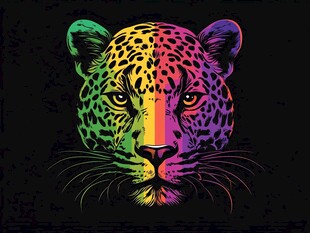 彩色豹头图案设计