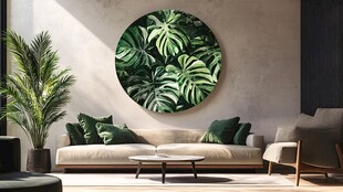 热带风客厅装饰绿植挂画