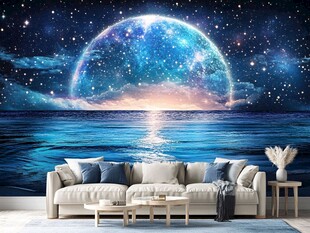 梦幻星空海洋客厅背景墙
