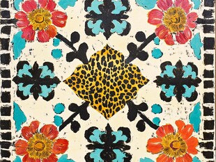 豹纹花卉图案装饰画