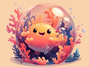 泡泡中的可爱海底小生物
