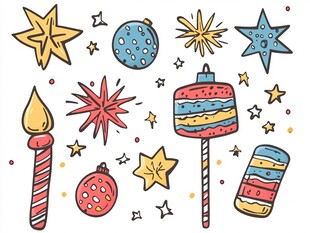 节日装饰手绘图案元素