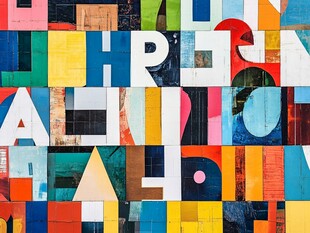 多彩拼接字母艺术图案