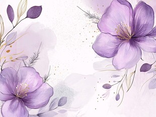 梦幻紫色花卉水彩插画