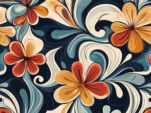 复古花卉漩涡图案设计