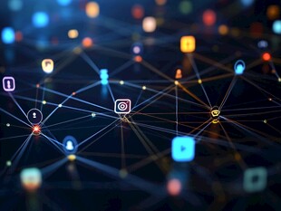 社交网络连接的多彩图标