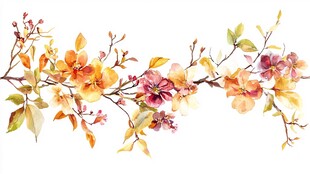 水彩花卉枝条装饰图案