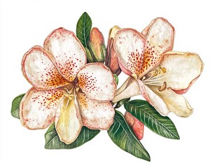 手绘美丽杜鹃花插画
