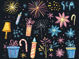 手绘节日装饰元素插画