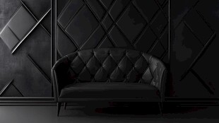 黑色奢华风沙发与几何墙面
