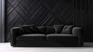 黑色系简约沙发背景墙设计