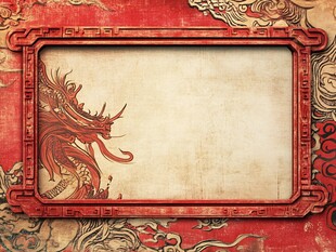 中式龙纹复古边框背景图
