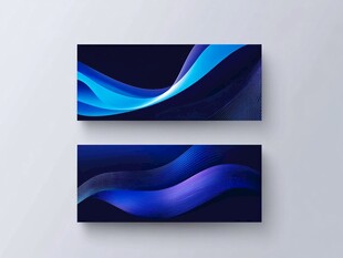 蓝紫色动感波浪横幅设计