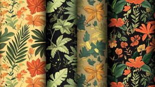 热带花卉植物图案集合