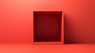 红色空方盒 简洁背景展示