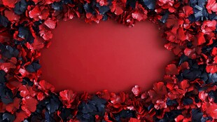红黑花瓣环绕的绚丽背景